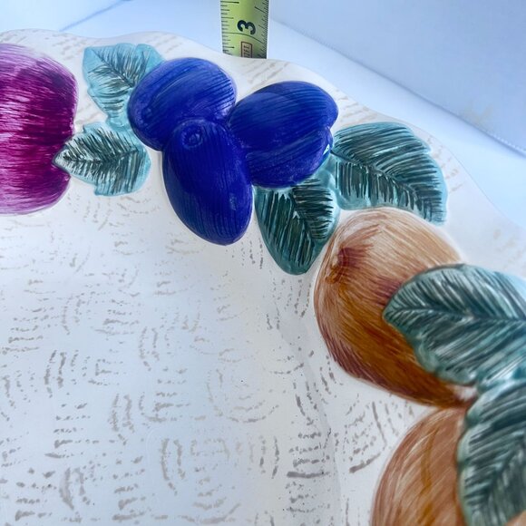 Noble Excellence Napa Valley Serving Bowl 13" Ceramic Fruit Motif Multicolor - Picture 5 of 12